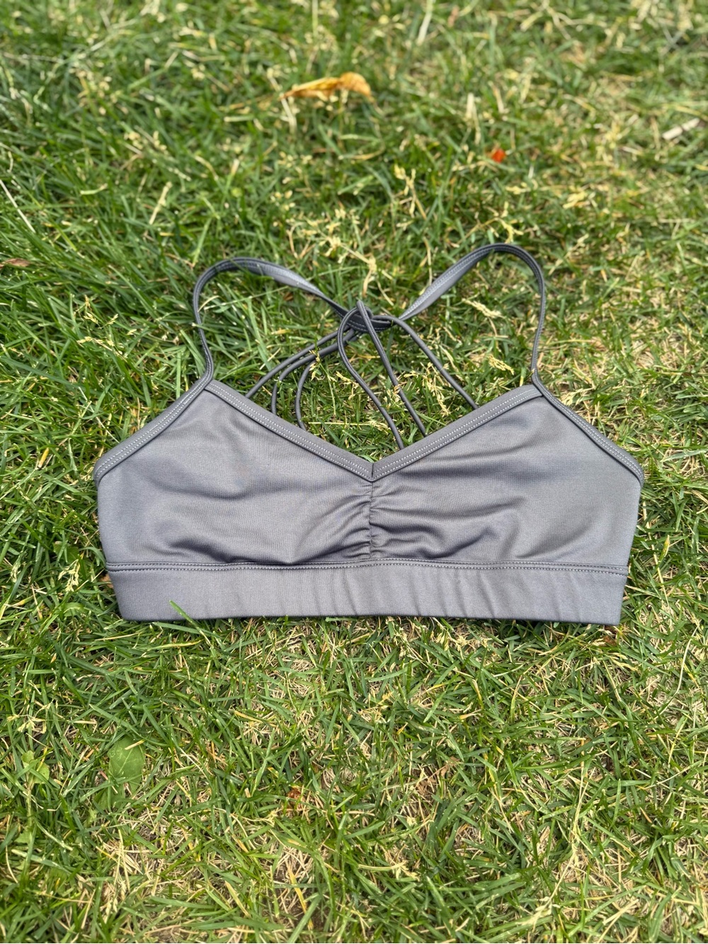 ALO Yoga Grey Strappy Sports Bra
